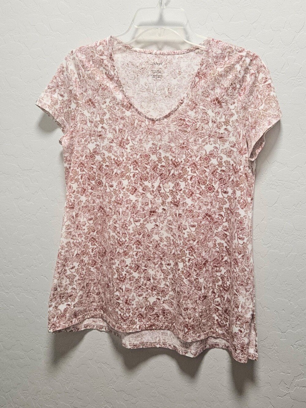 Pure Jill Side-Slit Elliptical Tee Floral Paisley Print | Size XS
